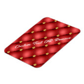 Golden Diamond Tufted Leather Text Name Red Magnet Magneet (Linkerzijde)