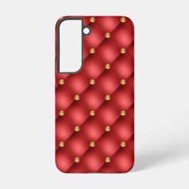 Golden Diamonds Tufted Leather Gemstone Red Samsung Galaxy Hoesje