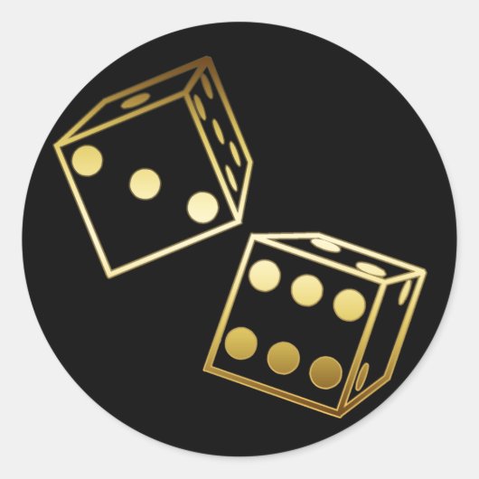 GOLDEN DICE RONDE STICKER (Voorkant)