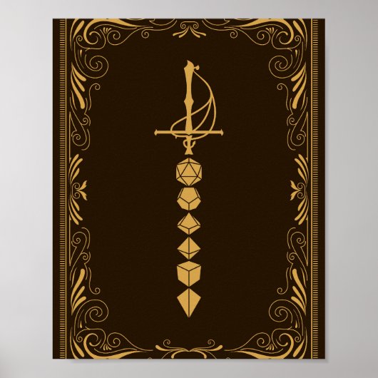 Golden Dice Sword Tafelblad RPG Poster (Voorkant)