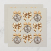 Golden Disco Ball & Bow Flat Kaart (Voorkant / Achterkant)