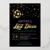 Golden Disco Ball Stars Bachelorette Last Disco Folie Uitnodiging (Voorkant)