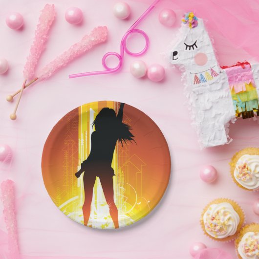 Golden Disco Woman Papieren Bordje (Feest)