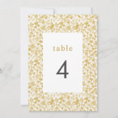 Golden Ditzy Floral Wedding Table Numbers Kaart (Voorkant)