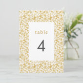  Golden Ditzy Floral Wedding Table Numbers Kaart (Staand voorkant)