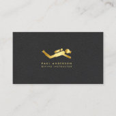 Golden Diving Instructor Logo Elegant Monogram Visitekaartje (Voorkant)