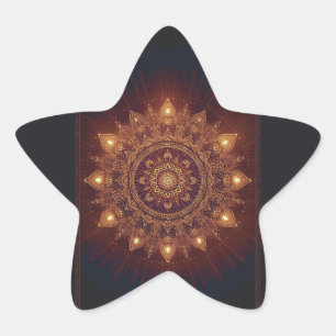 Golden Diwali Mandala – Licht in en rond Ster Sticker