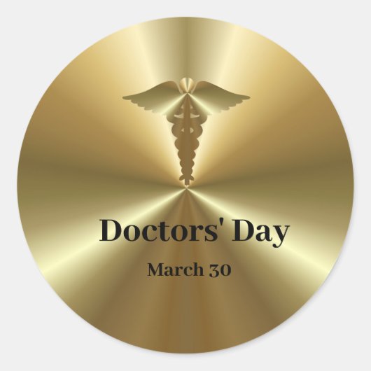 Golden Doctors Day Sticker met Caduceus (Voorkant)