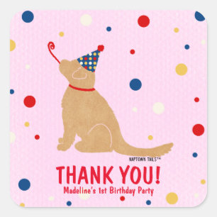 Golden Dog Aangepaste Verjaardag Bubbels Sticker