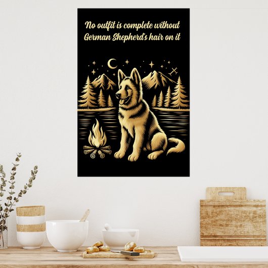 Golden Dog bij het kampvuur Poster (Keuken)