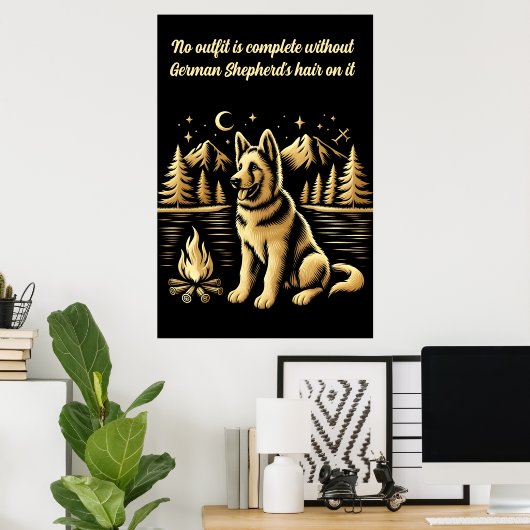 Golden Dog bij het kampvuur Poster (Thuiskantoor)