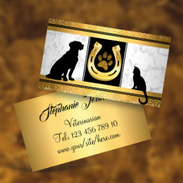 Golden Dog Cat Hoefijzer Glitter Paw Visitekaartje