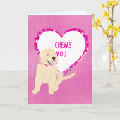 Golden Dog I Chews You Valentijn Wenskaart Kaart (Gele Bloem)