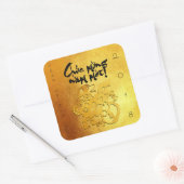 Golden Dog jaar groet in Vietnamese gouden SqS Vierkante Sticker (Envelop)