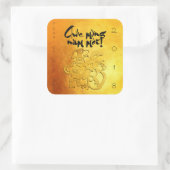 Golden Dog jaar groet in Vietnamese gouden SqS Vierkante Sticker (Tas)