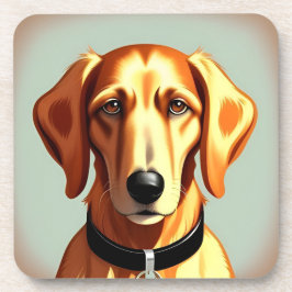 Golden Dog met halsband toont identiteits Label Bier Onderzetter