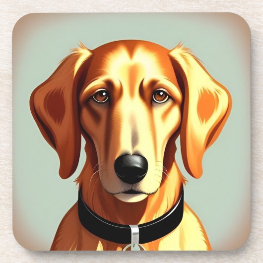 Golden Dog met halsband toont identiteits Label Bier Onderzetter (Voorkant)