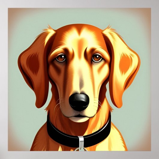 Golden Dog met halsband toont identiteits Label Poster (Voorkant)