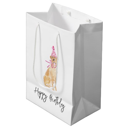 Golden Dog Verjaardag Pet Ballonnen Cake Pet Fun Medium Cadeauzakje (Voorkant Gekanteld)