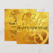 Golden Dog Year Chinese Papercut 2018 Invitation Kaart (Voorkant / Achterkant)