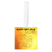 Golden Dog Year Chinese papercut Cube-sieraad Ornament (Voorkant)