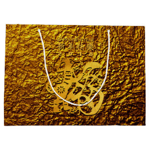 Golden Dog Year Chinese Papercut L Gift Bag Large Cadeautasje