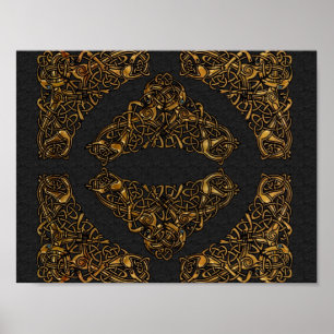Golden Dogs Celtic Knot Poster