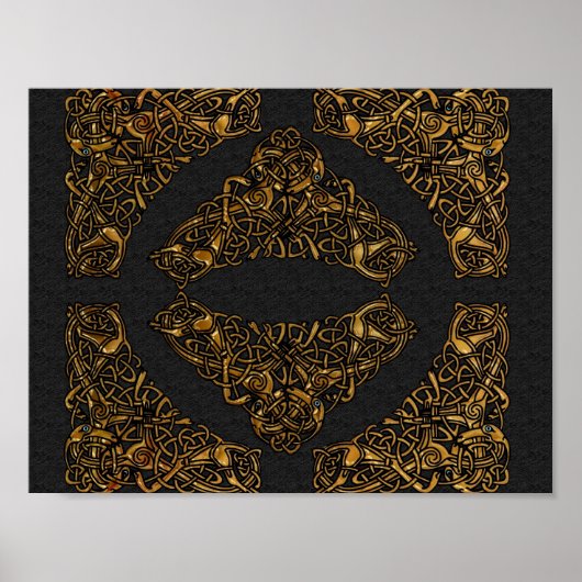 Golden Dogs Celtic Knot Poster (Voorkant)