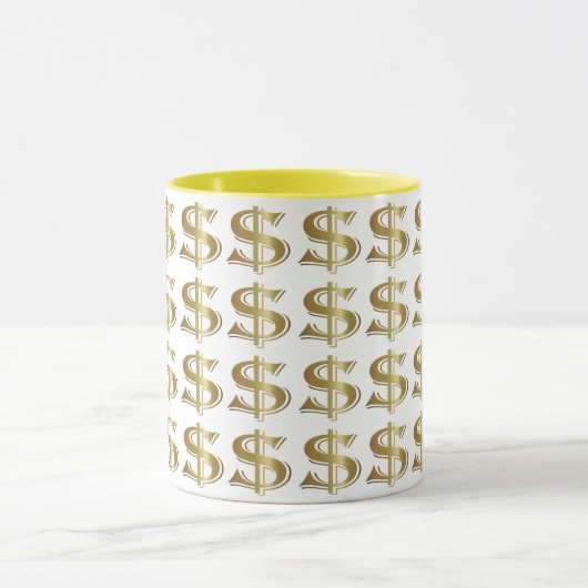 Golden Dollar Sign Coffee Mok (Midden)