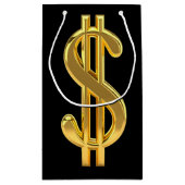Golden Dollar Sign Gift Bag Klein Cadeauzakje (Achterkant)
