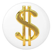 Golden Dollar Sign Knob Keramische Knop (Voorkant)