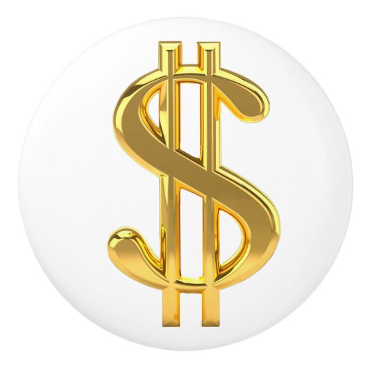 Golden Dollar Sign Knob Keramische Knop (Voorkant)