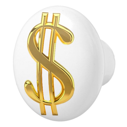 Golden Dollar Sign Knob Keramische Knop (Rechts)