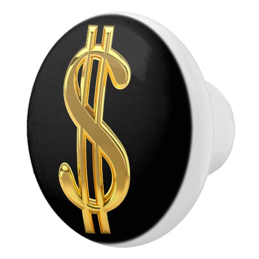 Golden Dollar Sign Knob Keramische Knop (Rechts)