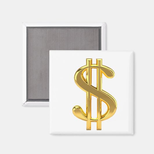 Golden Dollar Sign Magnet (Voorkant / Achterkant)