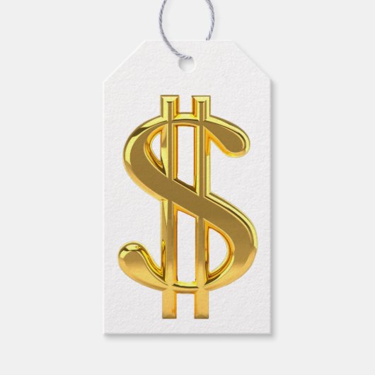 Golden Dollar Sign On White Gift Label Cadeaulabel (Voorkant)