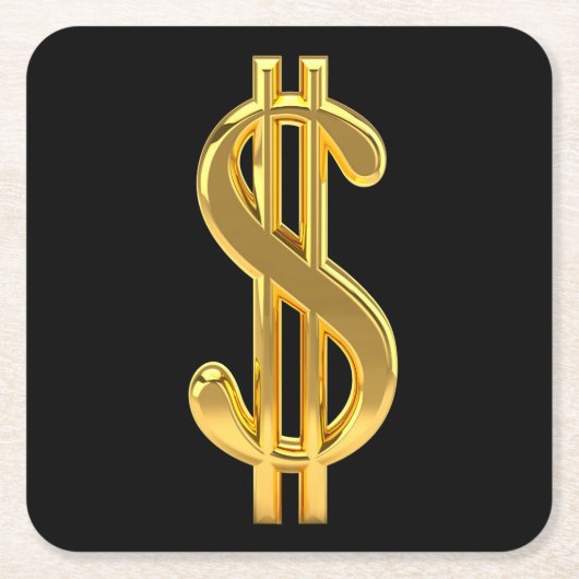 Golden Dollar Sign-Onderzetter Kartonnen Onderzetters (Voorkant)