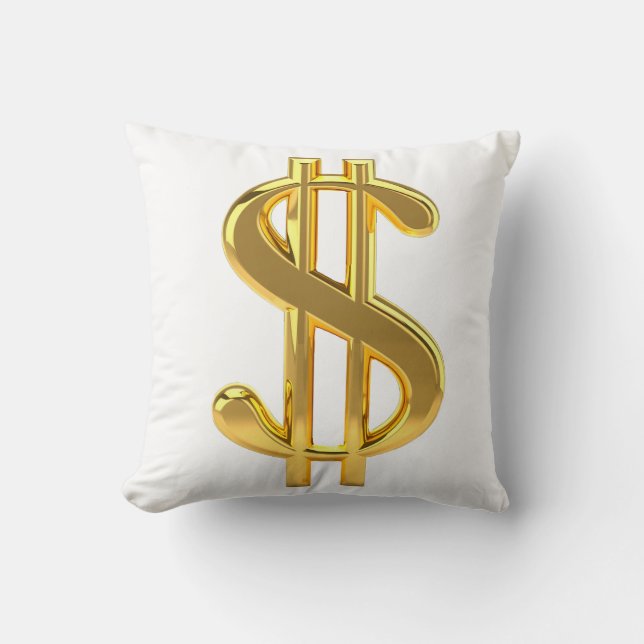Golden Dollar Sign Pillow Kussen (Voorkant)