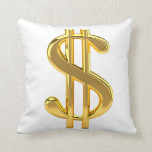 Golden Dollar Sign Pillow Kussen