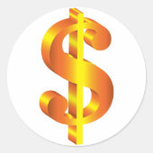 Golden Dollar Sign Ronde Sticker (Voorkant)