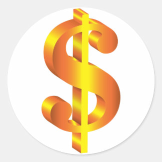 Golden Dollar Sign Ronde Sticker