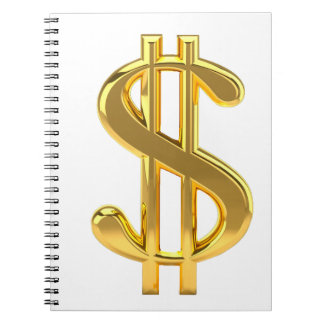 Golden Dollar Sign White Background Spiral Noteboo Notitieboek