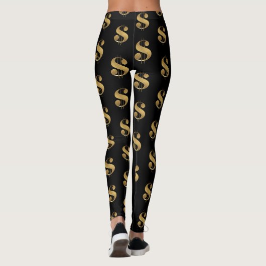 Golden Dollar-signalen op zwart Leggings (Achterkant)
