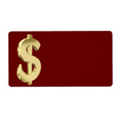 Golden dollarteken etiket (Voorkant)