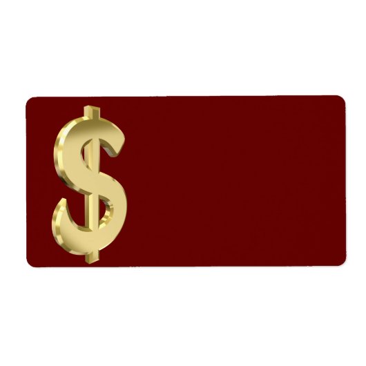 Golden dollarteken etiket (Voorkant)