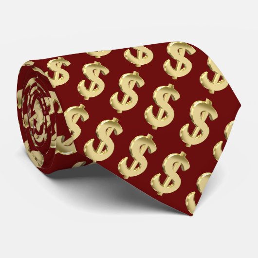 Golden dollarteken stropdas (Opgerold)