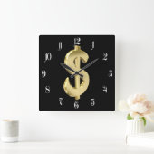 Golden dollarteken vierkante klok (Huis)