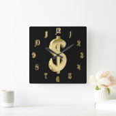 Golden dollarteken vierkante klok (Huis)