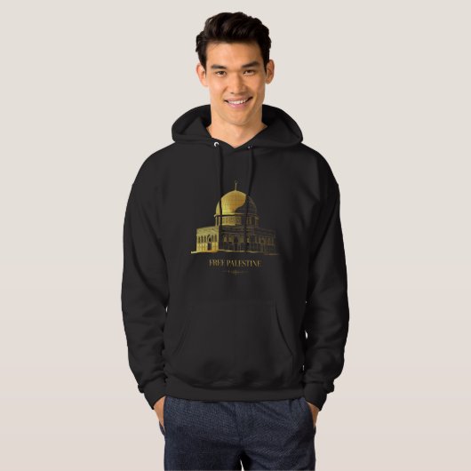 Golden Dome of the Rock T-Shirt – Elegant zwart en (Voorkant volledig)