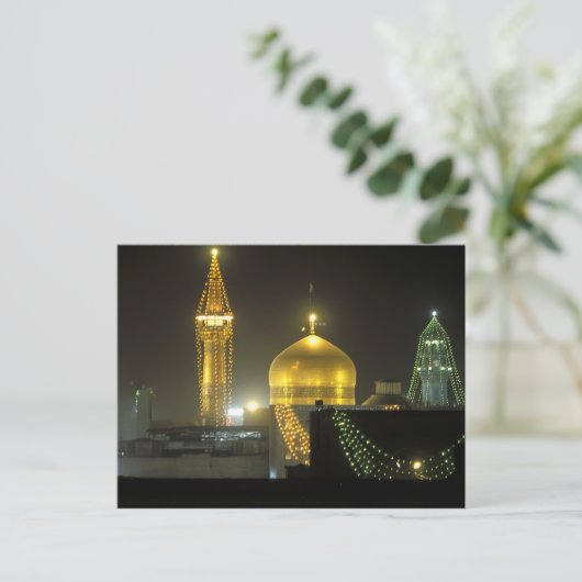 Golden dome van het imam Reza Shrine Complex op Briefkaart (Staand voorkant)